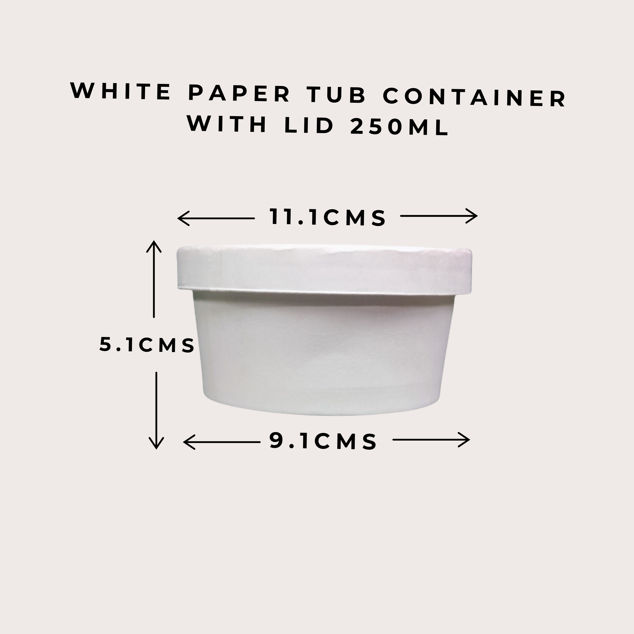 WHITE PAPER TUB CONTAINER WITH LID 250ml