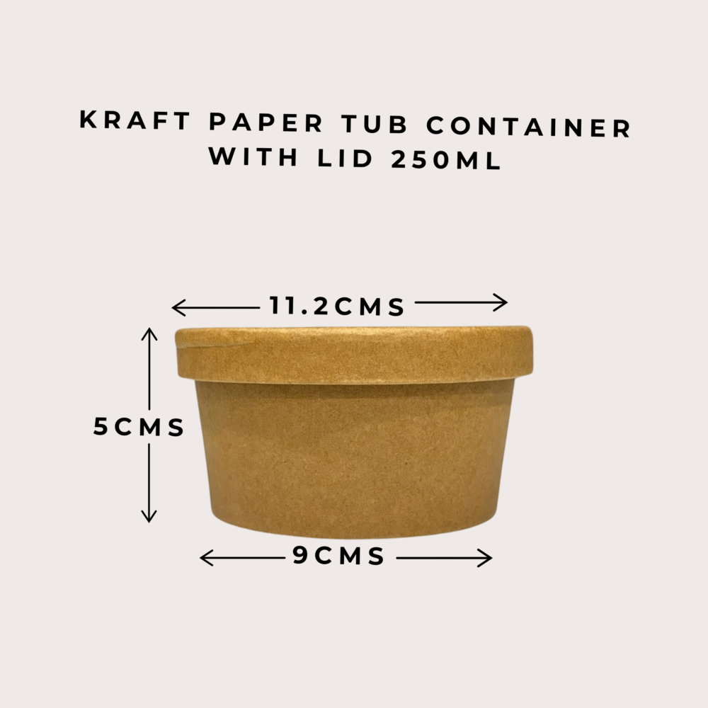 KRAFT PAPER TUB CONTAINER WITH LID 250ml