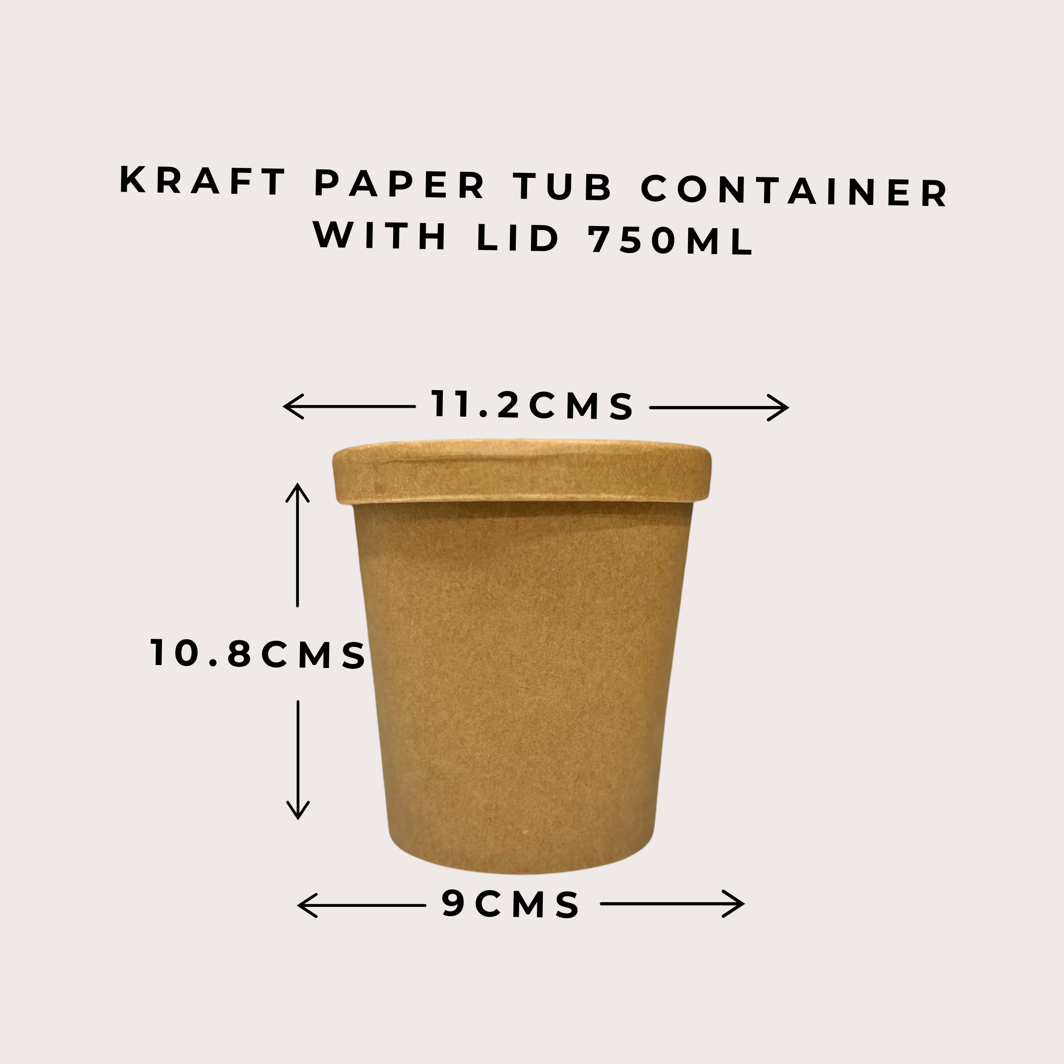 KRAFT PAPER TUB CONTAINER WITH LID 750ml